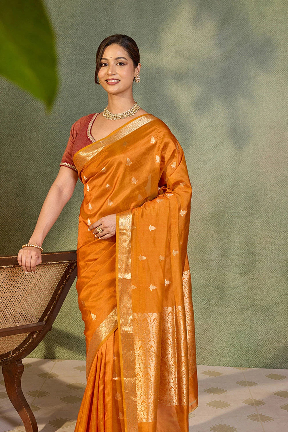 Royal Saffron Orange Silk Saree with Rich Festive Elegance