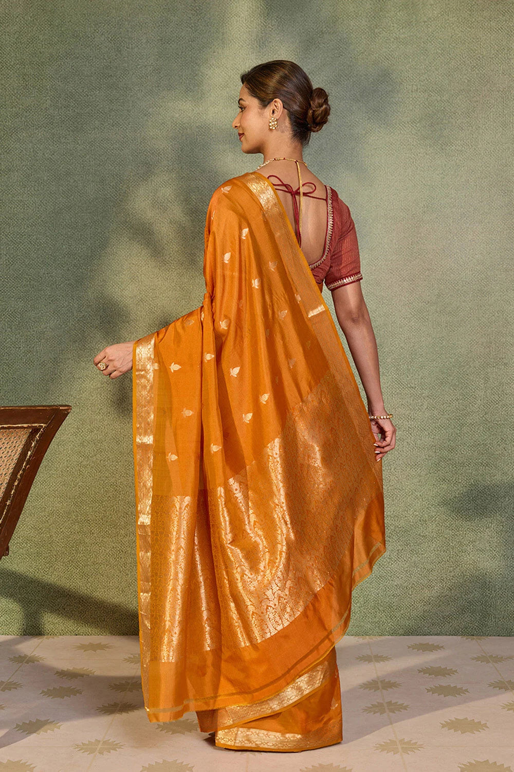 Royal Saffron Orange Silk Saree with Rich Festive Elegance
